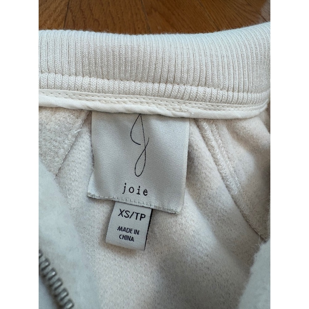 Joie Women's XS Cream Textured Fleece Full Zip Bomber Jacket Coat Neutral - Picture 5 of 9
